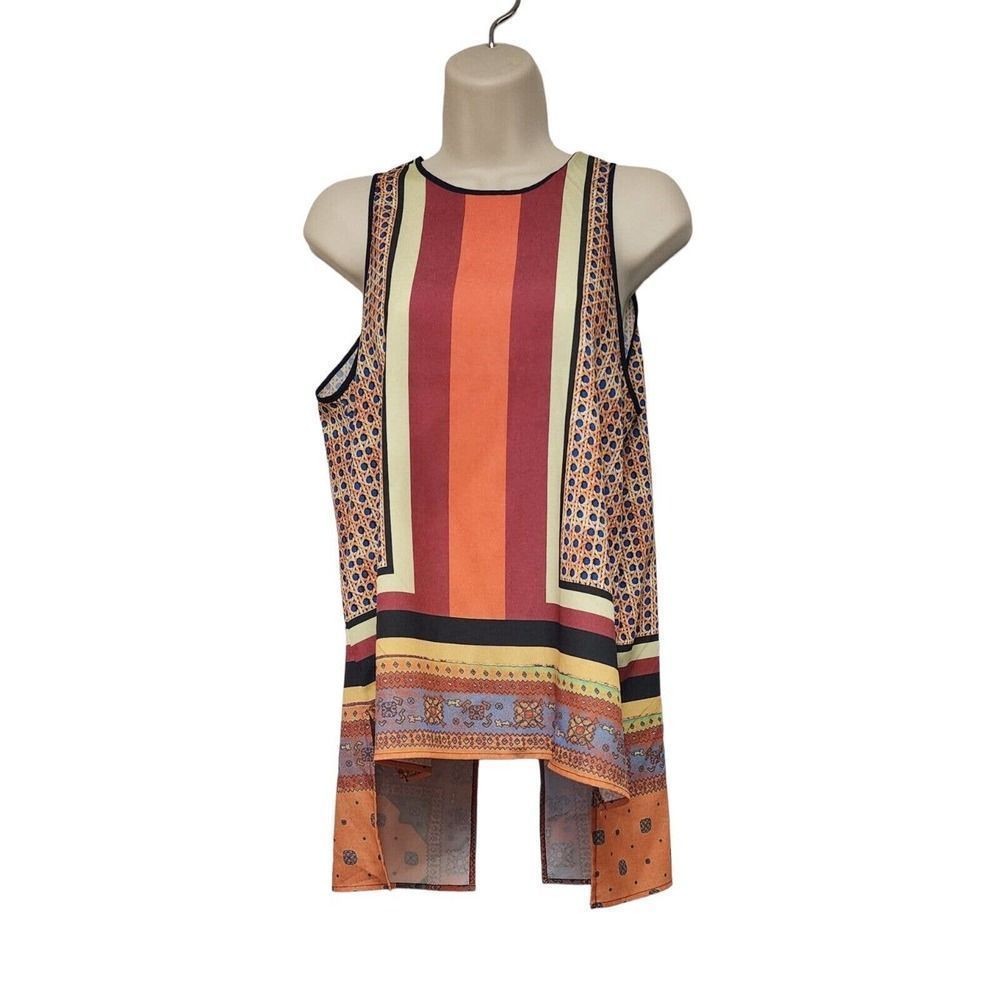 Clover Canyon Sleeveless Low-Hi Multicolor Print Top Size Small